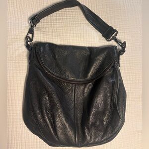 Margot Black Leather Hobo Bag
